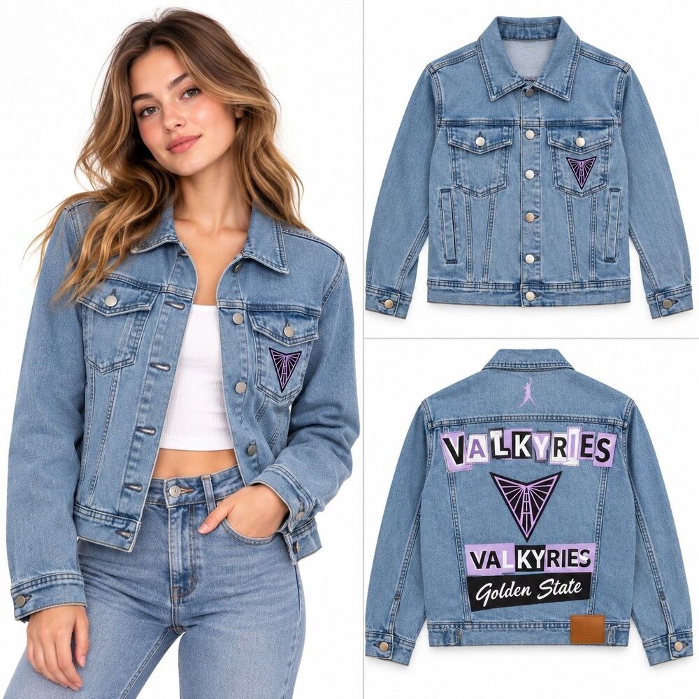 NWT FISLL Golden State Valkyries WNBA Denim Jacket Women's S W8J3000